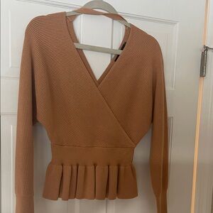 Zesica Tan Ribbed Sweater